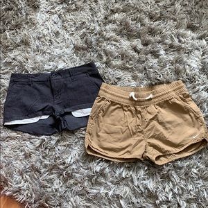 2 pair Nike Shorts, Khaki and Black/grey stripe